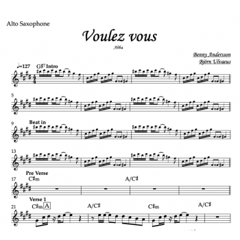 Voulez-Vous, Abba - Alto Saxophone (Eb-Instrument)
